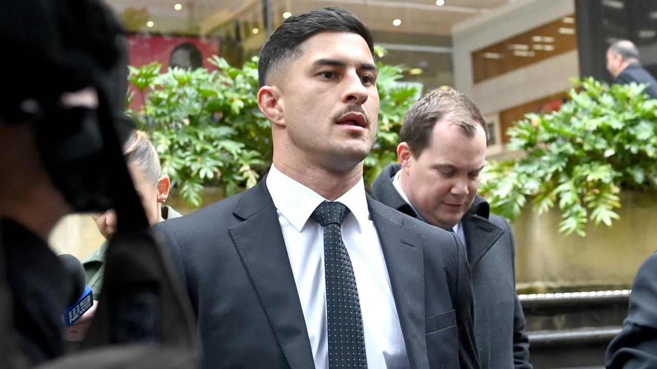 Parramatta NRL player Dylan Brown leaves Downing Centre Court. Picture: NCA NewsWire / Jeremy Piper