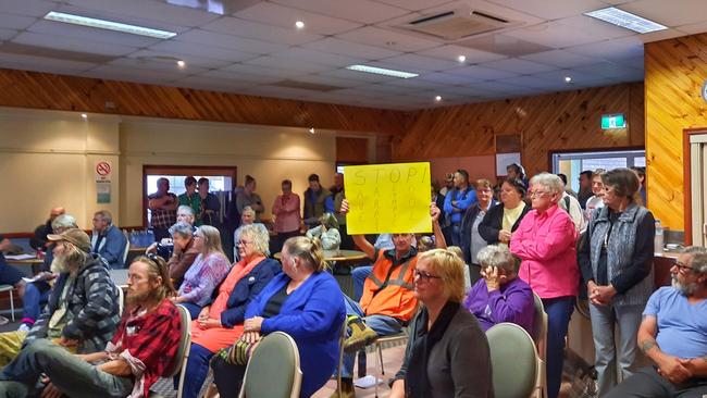 SHOW OF FORCE: Up to 50 concerned community members showed up to a council meeting in May 2021, to protest against the council’s plan to upgrade the Tara Pool. Pic: Peta McEachern