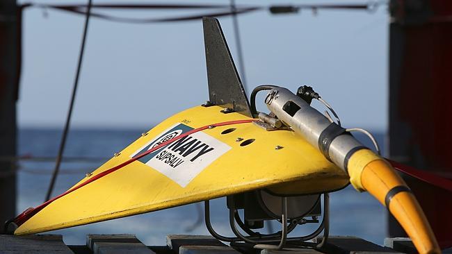 The towed pinger locator on the deck of the Australian vessel Ocean Shield. 