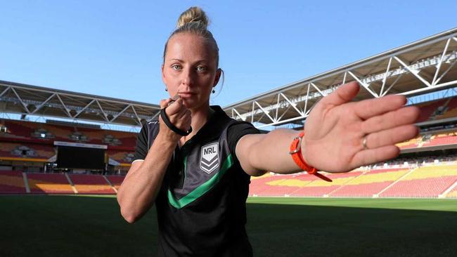 HISTORY-MAKER: Rockhampton's Belinda Sharpe will become the first female to referee an NRL game when she officiates at the Brisbane versus Canterbury game at Suncorp Stadium on Thursday night. Picture: Liam Kidston