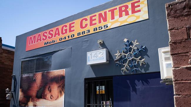 The front of 142 George Street, Hornsby. The premises is the location of an alleged sophisticated drug ring operating out of a brothel on Sydney's upper north shore. (AAP Image / Julian Andrews)