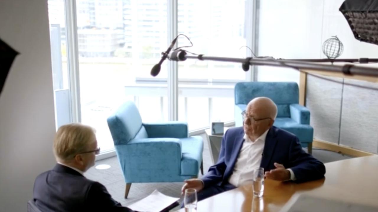 Rupert Murdoch shares his insight with Sky News CEO and former editor of The Australian Paul Whittaker. Picture: Sky News