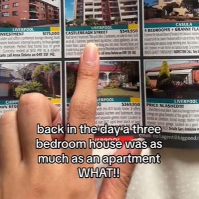 TikTok video by Tess Nguyen shows how close in price a three-bedroom house and an apartment were in 2006 in Western Sydney.