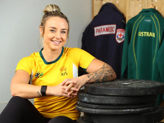 Geelong Paramedic Brenna Kean doubles as an elite weightlifter, and she's heading back to the international stage next week for the Commonwealth Championships.Picture: Alison Wynd