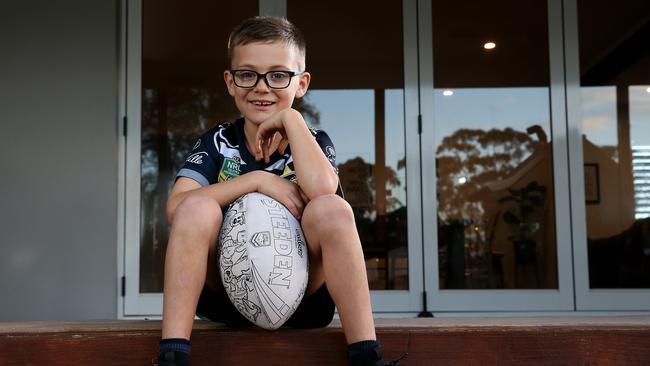 Sebastian Rennie, 7, is a budding SuperCoach. Picture: Toby Zerna