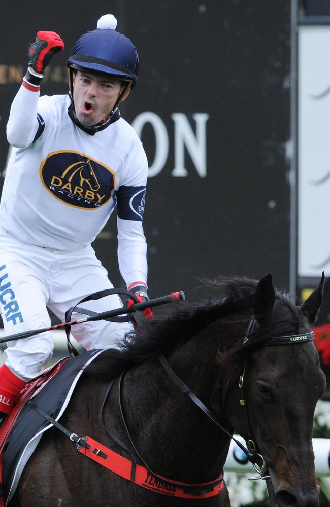 Dean Yendall celebrates after Yankee Rose’s dazzling win.