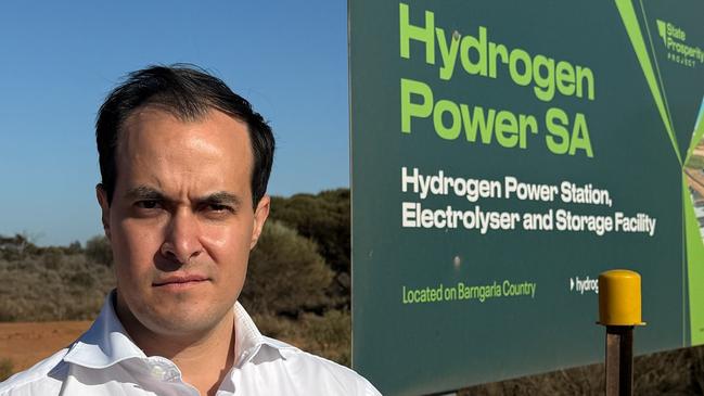 SA Opposition Leader Vincent Tarzia at the empty SA Hydrogen plant site in Whyalla this morning. Picture: supplied