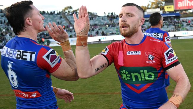 NRL 2023 RD22 CANBERRA RAIDERS V NEWCASTLE KNIGHTS - JACKSON HASTINGS TYSON GAMBLE