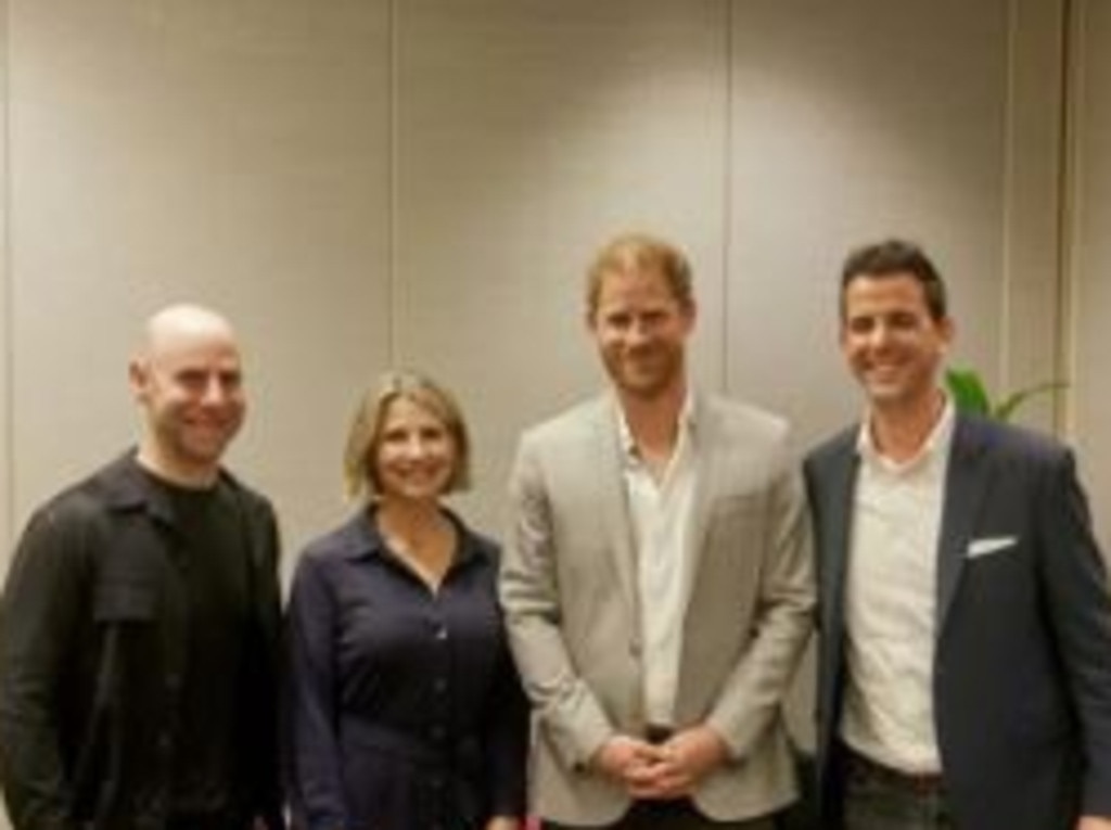 Prince Harry with Dr. Adam Grant, Kelly Jones and BetterUp CEO Alexi Robichaux at the summit. Picture: Supplied