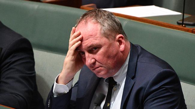 Former deputy prime minister Barnaby Joyce during Question Time in the House of Representatives at Parliament House in Canberra, Wednesday, June 27, 2018. (AAP Image/Mick Tsikas) NO ARCHIVING