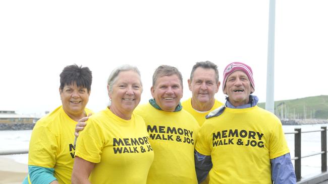 Cheryl Earley, Melinda McFadden, Danny McFadden, Paul Earley and Martin McFadden participated in Dementia Australia's Memory Walk and Jog after Danny was diagnosed with younger onset dementia at 55 Photo: Tim Jarrett