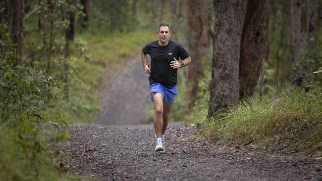 Jim Chalmers takes a break from budget preparation near his Springwood home on Brisbane’s southern fronge on Saturday. Picture: Glenn Hunt