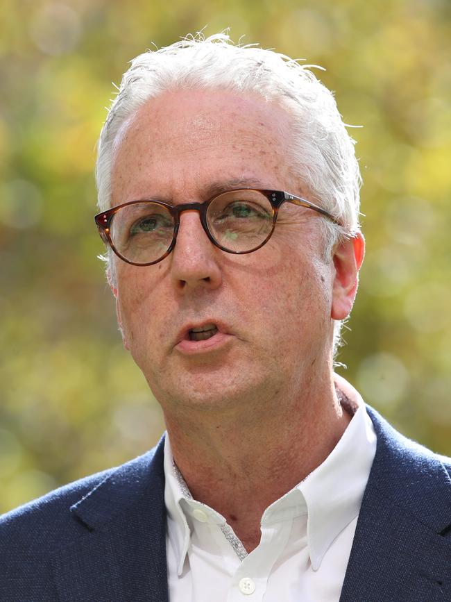 NSW Department of Education secretary Mark Scott speaks to media at the Ministry of Health on Sunday. Picture: AAP