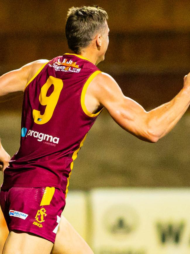 Mid-season draft chance Archer May celebrates a goal for Subiaco. Pic: WA Football/Supplied