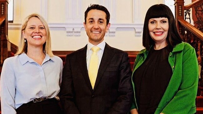 Opposition leader David Crisafulli (centre) with LNP candidates Bree James (Barron River) and Yolonde Entsch (Cairns). Picture: Facebook