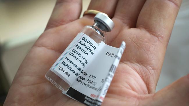 ADELAIDE, AUSTRALIA - NewsWire Photos MARCH 5, 2021: A vial of the AstraZenica vaccine, at Murray Bridge Hospital. Picture: NCA NewsWire / Dean Martin