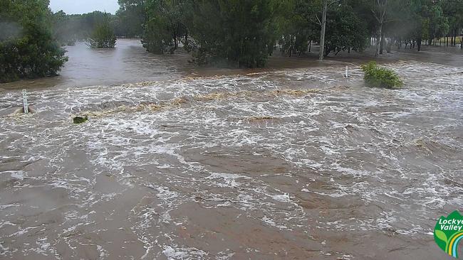 Multiple roads linking the Lockyer Valley Regions including Laidley and Gatton were cut off, with floodwaters as high as 3.2m. Picture: Lockyer Valley Regional Council