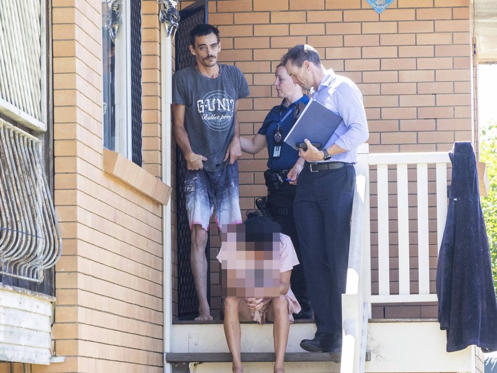 Codye Thomson being questioned by police just hours after Caboolture woman Chloe Jade Mason was found dead. Picture: Richard Walker