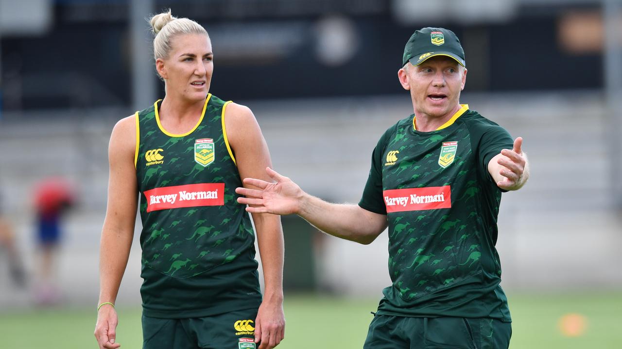 Ali Brigginshaw (left) and Jillaroos coach Brad Donald.