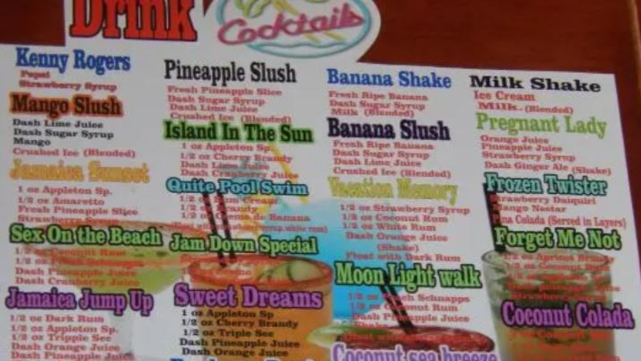 A menu from the bar in Saint Ann in 2018. Picture: TripAdvisor