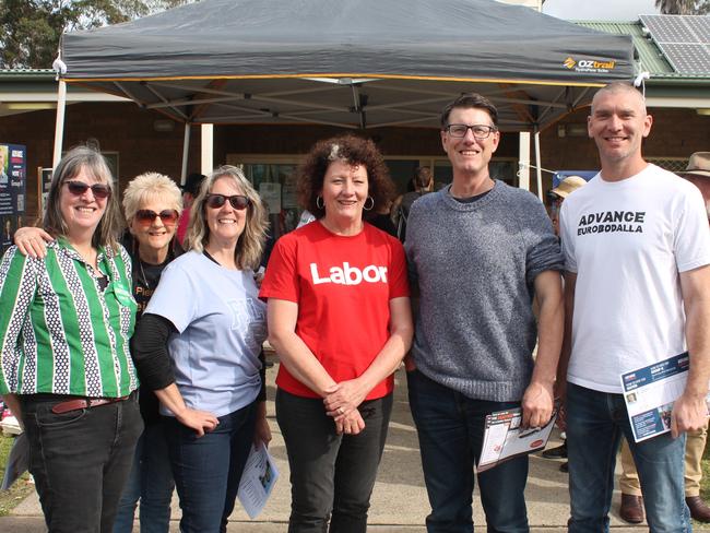 Eurobodalla's mayoral candidates (left to right) Colleen Turner, Coral Anderson (supporter, not running), Claire Mcnash, Sharon Winslade, Anthony Mayne and Matthew Hatcher. Picture: Tom McGann.