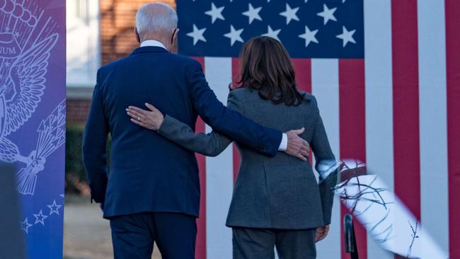 Biden and Vice President Kamala Harris after speaking to a crowd in Atlanta in January. Picture: AFP