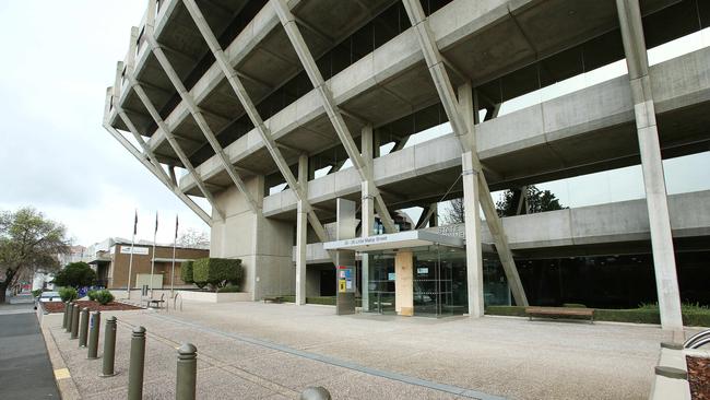 Geelong's upside down building. Picture: Alan Barber