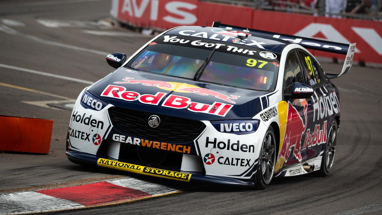 Shane van Gisbergen drives the factory Red Bull Holden entry in Newcastle last month.