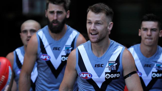 Port Adelaide superstar Robbie Gray has highlighted the strength of player power at Alberton is a major reason behind the AFL club’s form revival, as seen in the 26-point win against Melbourne in the season-opener at the MCG. Picture: Michael Willson (Getty Images)