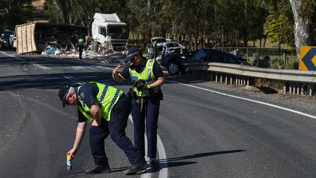 SAPOL’s Major Crash attended the scene. Photo: Naomi Jellicoe