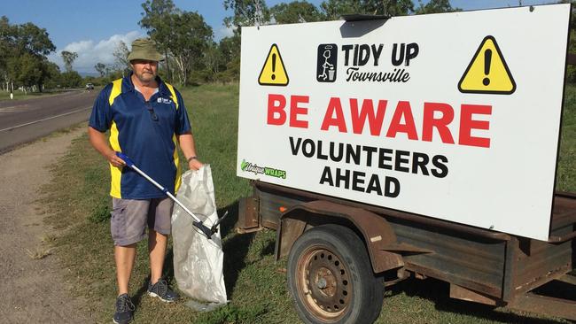 Clean up crusader Dave Dudley carried out a roadside clean up between Crystal Creek and Cungulla. Picture: Supplied.