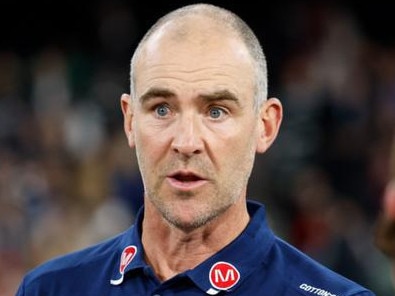 MELBOURNE, AUSTRALIA - MAY 04: Steven King, Assistant Coach of the Cats addresses his players during the 2024 AFL Round 08 match between the Melbourne Demons and the Geelong Cats at The Melbourne Cricket Ground on May 04, 2024 in Melbourne, Australia. (Photo by Dylan Burns/AFL Photos)