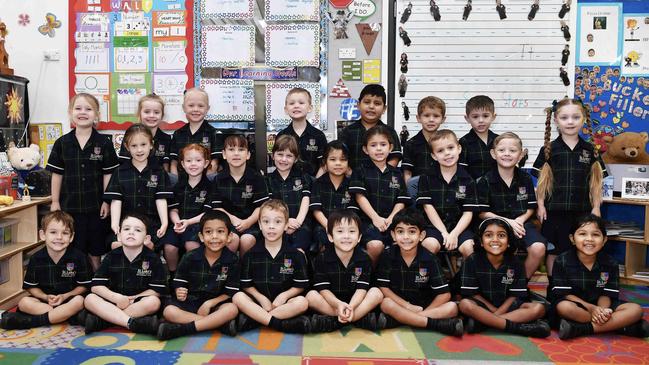 My First Year: St Lukes anglican School, Prep A. Back row from left: Elsie H, Alice W, Evelyn S, Hugh J, Tejas P, Laudo S, Mason S, Summer S. Middle row from left: Isabella R, Scarlett R, Cora F, Everly R, Ilsa C, Poppy C, Lucas B, Flynn S. Front row from left: Logan J, William G, Jiyansh P, Harry B, Benjamin V, Shivansh B, Beatrice T, Gianna T. Picture: Patrick Woods.Picture: Patrick Woods.