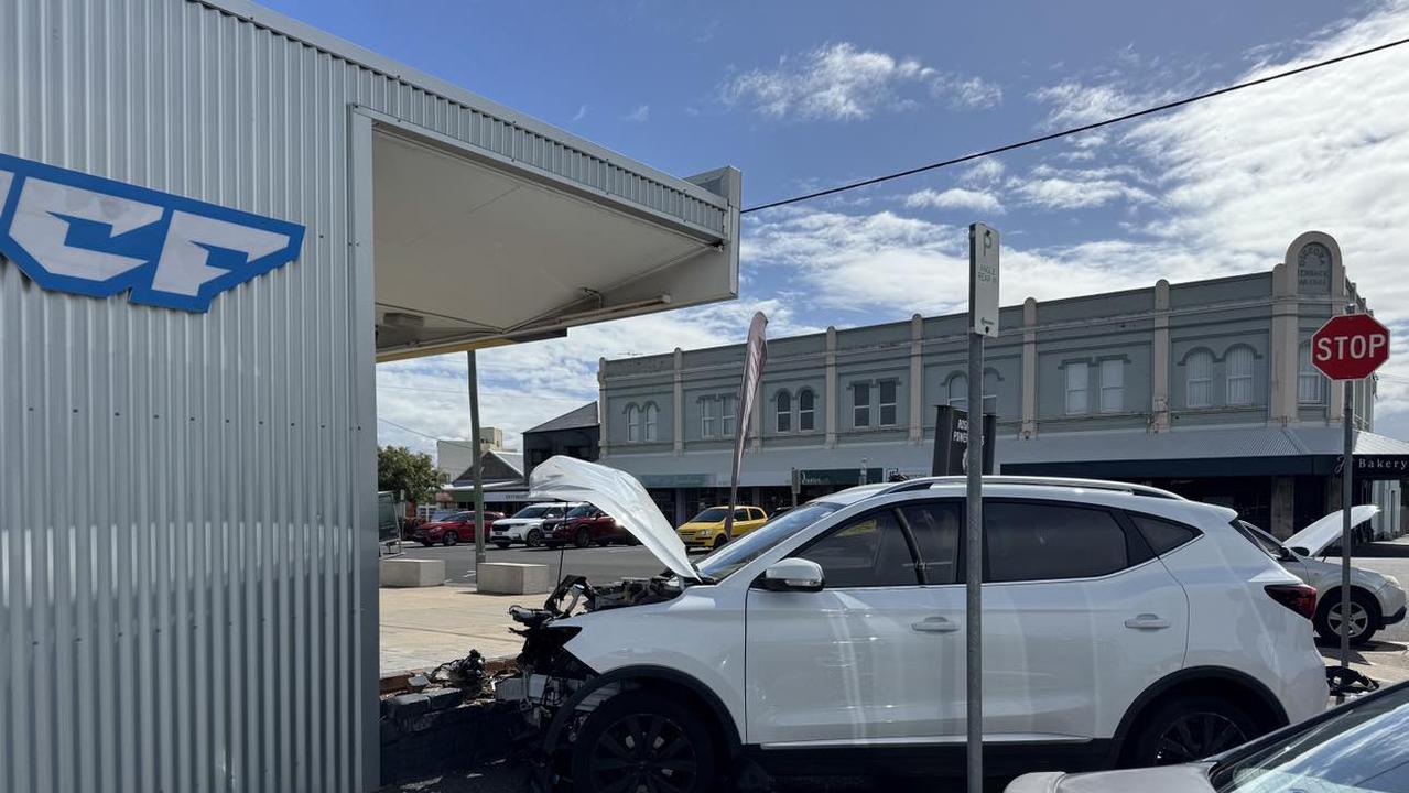 An unlikely Rockhampton business got caught up in a two vehicle crash at roughly 1.30pm on May 6, 2025. Picture: Pamela McKay