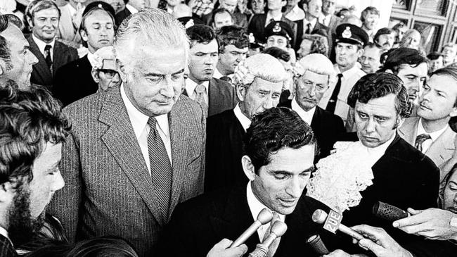 Gough Whitlam at Parliament House in Canberra on the day of his dismissal in 1975.