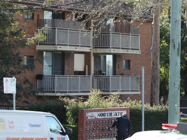 Police investigate the scene of a fatal gangland shooting on Harold Street Parramatta on Monday. Picture: Max Mason-Hubers