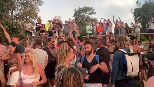 Video grab of crowds of people partying at North Bondi. Picture: Lil Sa'je