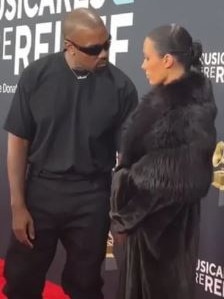 West and Censori on the Grammys red carpet. Picture: CBS