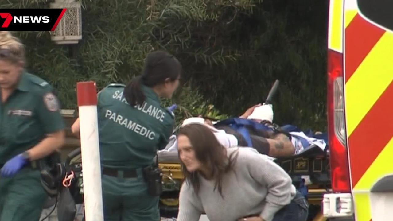 The man was taken to hospital with non-life threatening injuries. Picture: 7NEWS.