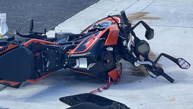 A man left in a critical condition when his motorcycle collided with a car in Southport on Wednesday. Picture: Charlton Hart