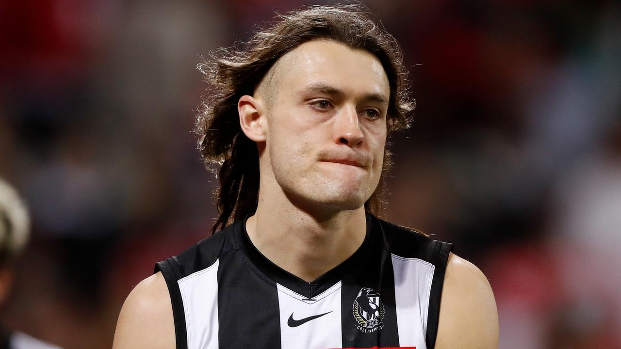 A dejected Darcy Moore after the heartbreaking loss. Picture: Dylan Burns/AFL Photos via Getty Images