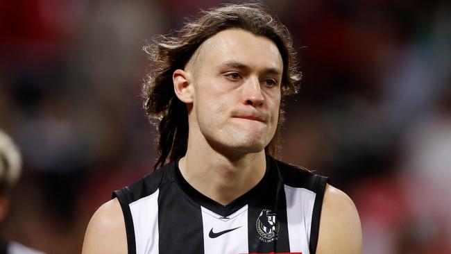 A dejected Darcy Moore after the heartbreaking loss. Picture: Dylan Burns/AFL Photos via Getty Images