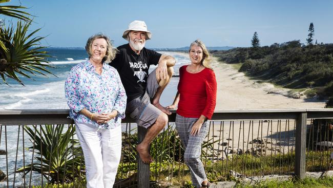 Lyn Saxton from Development Watch, Jim Moore of Friends of Yaroomba and Narelle McCarthy from the Sunshine Coast Environmental Council. Picture Lachie Millard