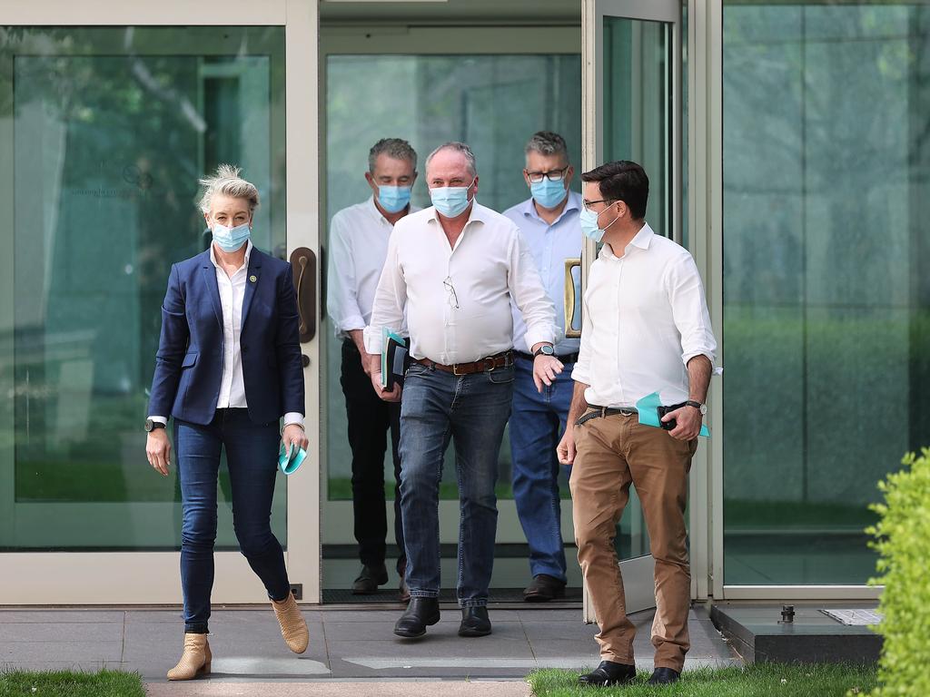 Deputy Prime Minister Barnaby Joyce with David Littleproud, Bridget McKenzie, Keith Pitt and Kevin Hogan in Canberra. Picture: NCA NewsWire / Gary Ramage