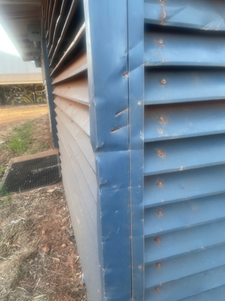 Property damage to school buildings from sharp weapons. Picture: AEU NT