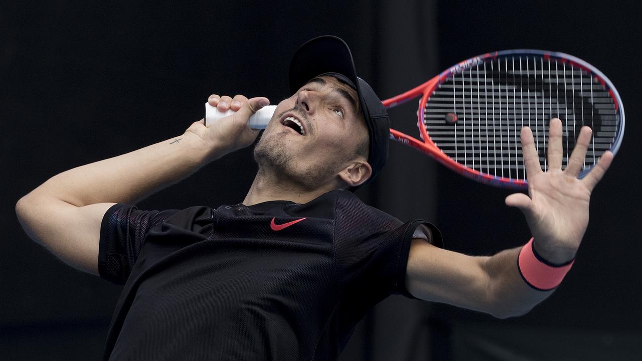 Australian Open Tennis. Qualifying. Bernard Tomic vs Lorenzo Sonego on Court 8. Bernard Tomic serves during his 3 set loss today .Pic: Michael Klein