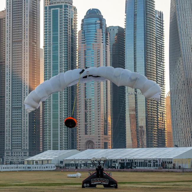 One of the next targets is to be able to land without a parachute. Picture: EXPO 2020/AFP