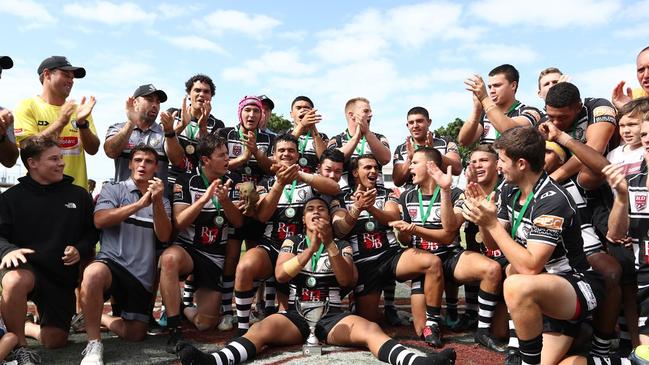 Tweed Heads under 18 side celebrate winning the national state title on Sunday, May 12. Picture: QRL