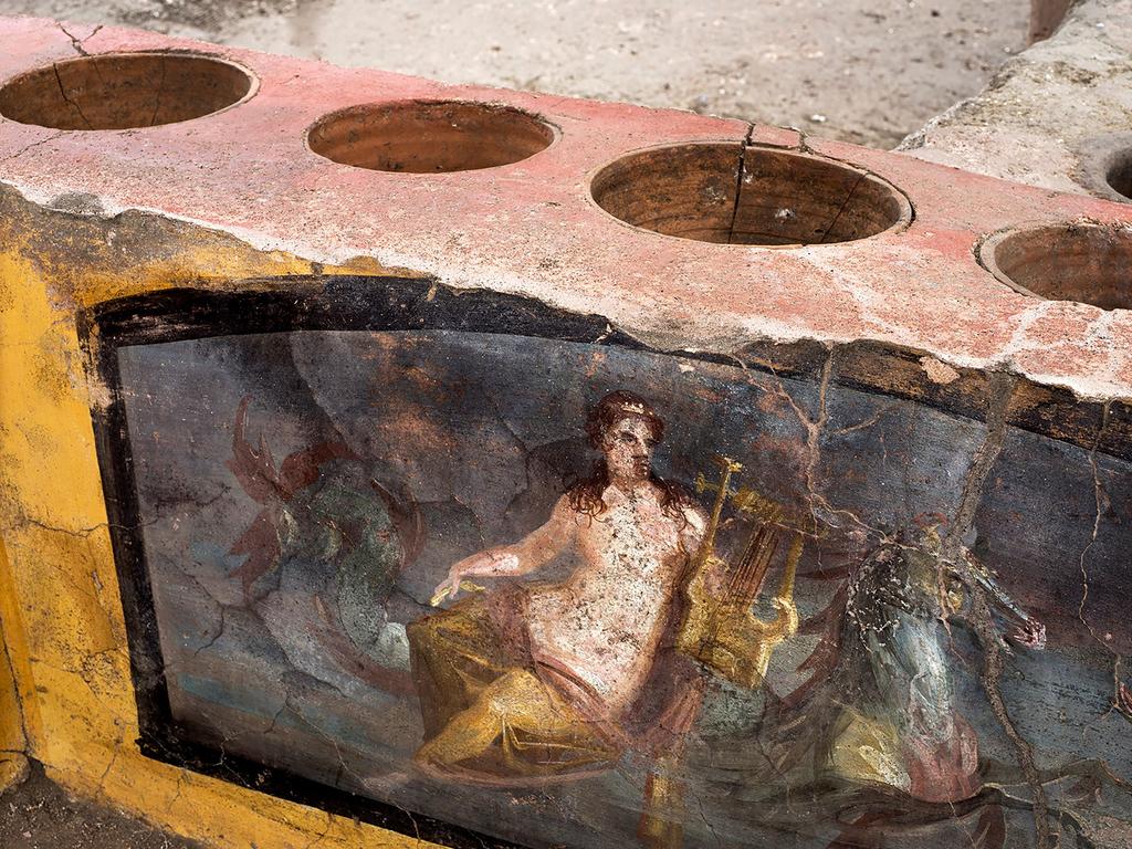 A fresco on the side of the counter. Picture: Luigi Spina / AFP