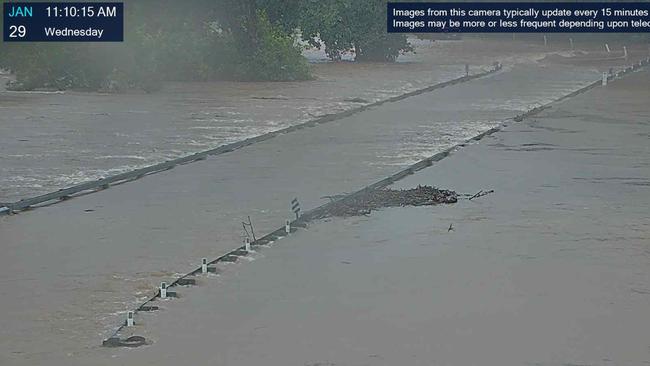 Peets Bridge at 11am was under water.